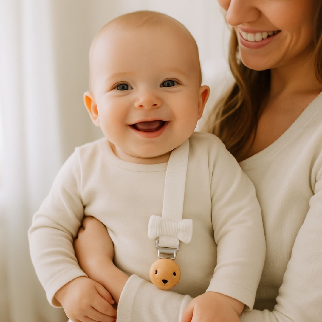 Attache tetine petit noeud blanc