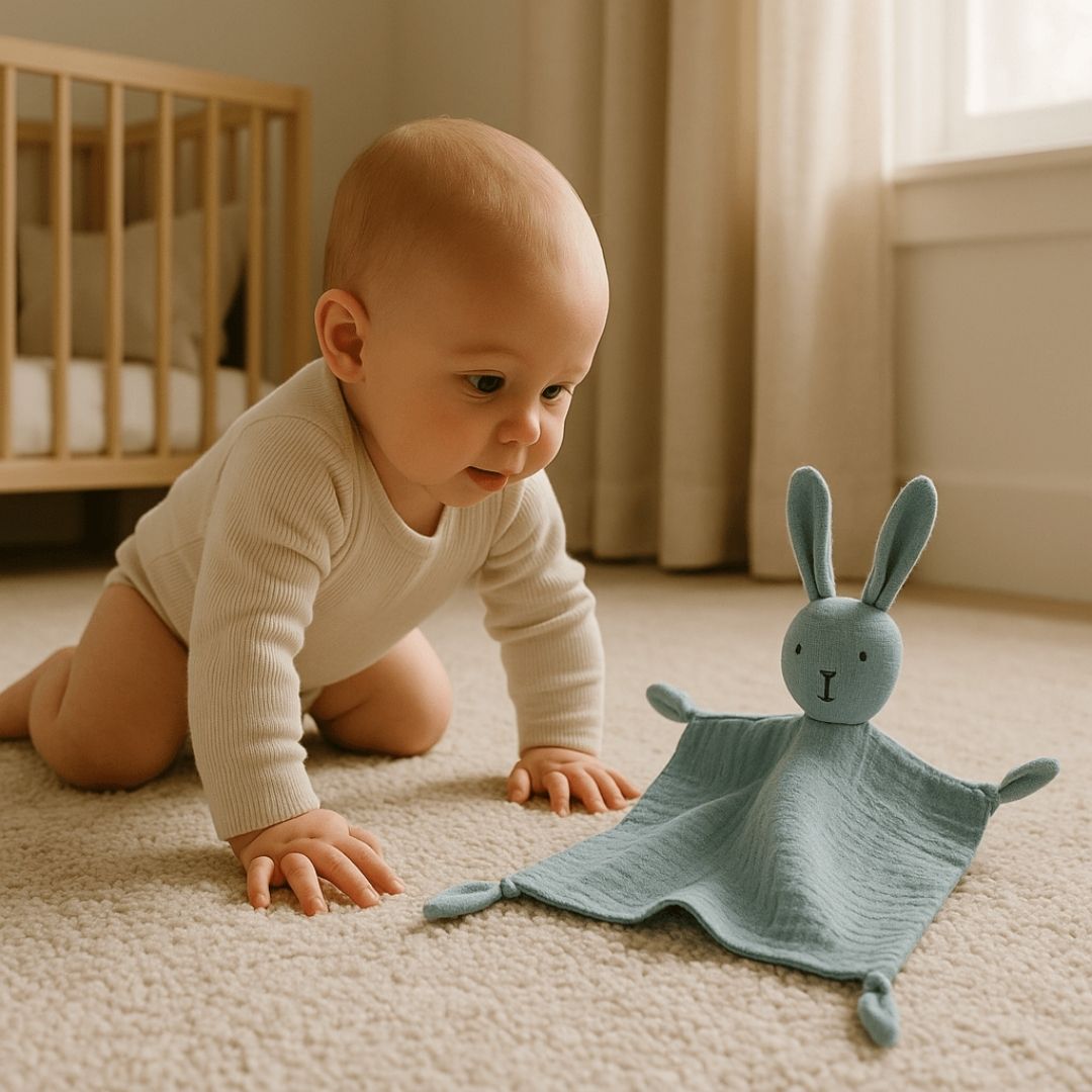 Doudou mousseline bleu