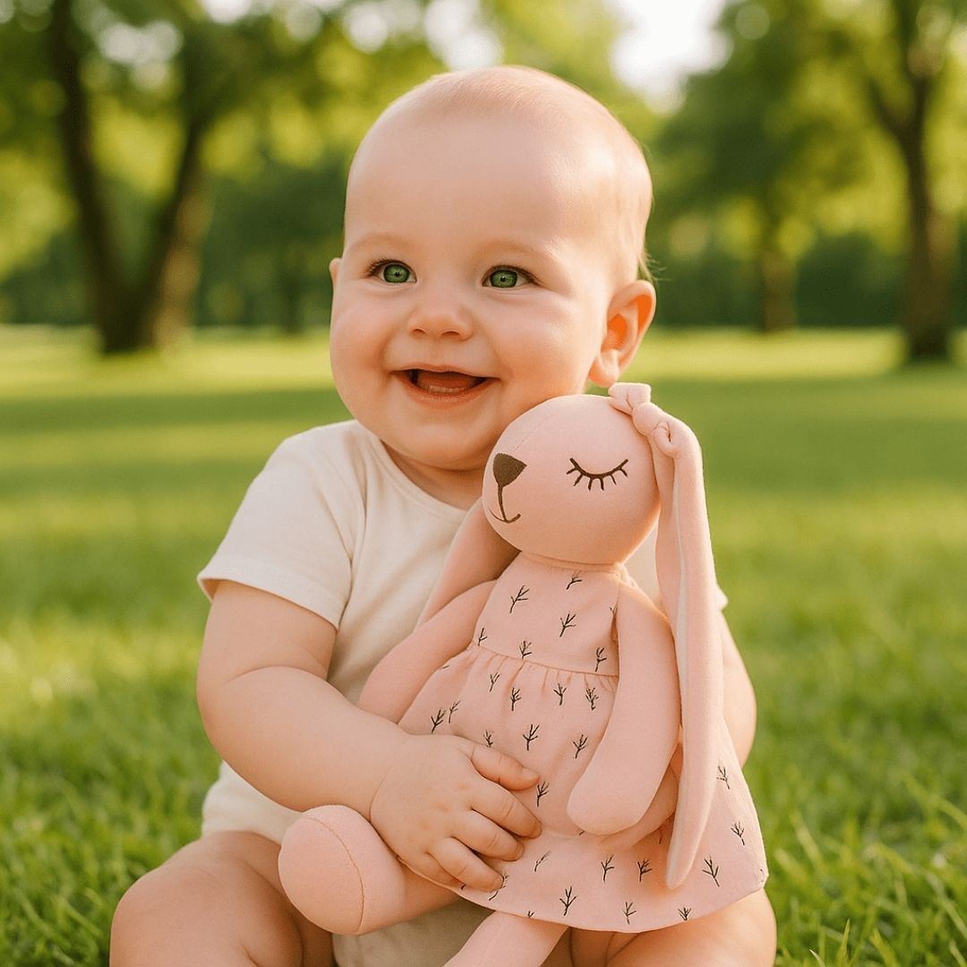 Peluche lapin qui accompagne chaque aventure