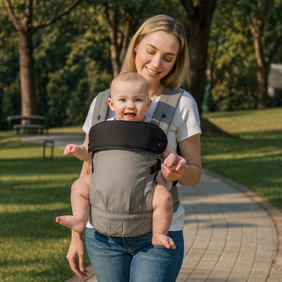 Porte bébé physiologique design épuré et colorie tendance