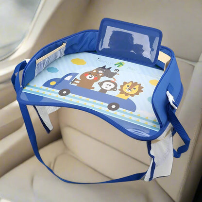 Plateau de voyage pour voiture bleu