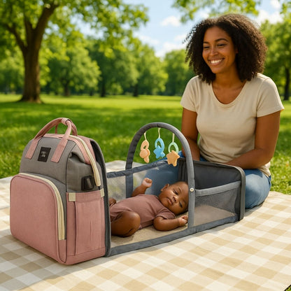 Sac a langer avec lit intégré pour bébé allongé en plein air