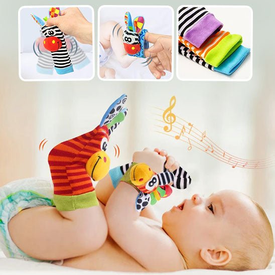 HochetMix™ Jeux de hochet poignets et chaussettes éducative et ludique (4 pces) pour le plaisir des tout petits de 0 - 24 mois. - Babyglyne